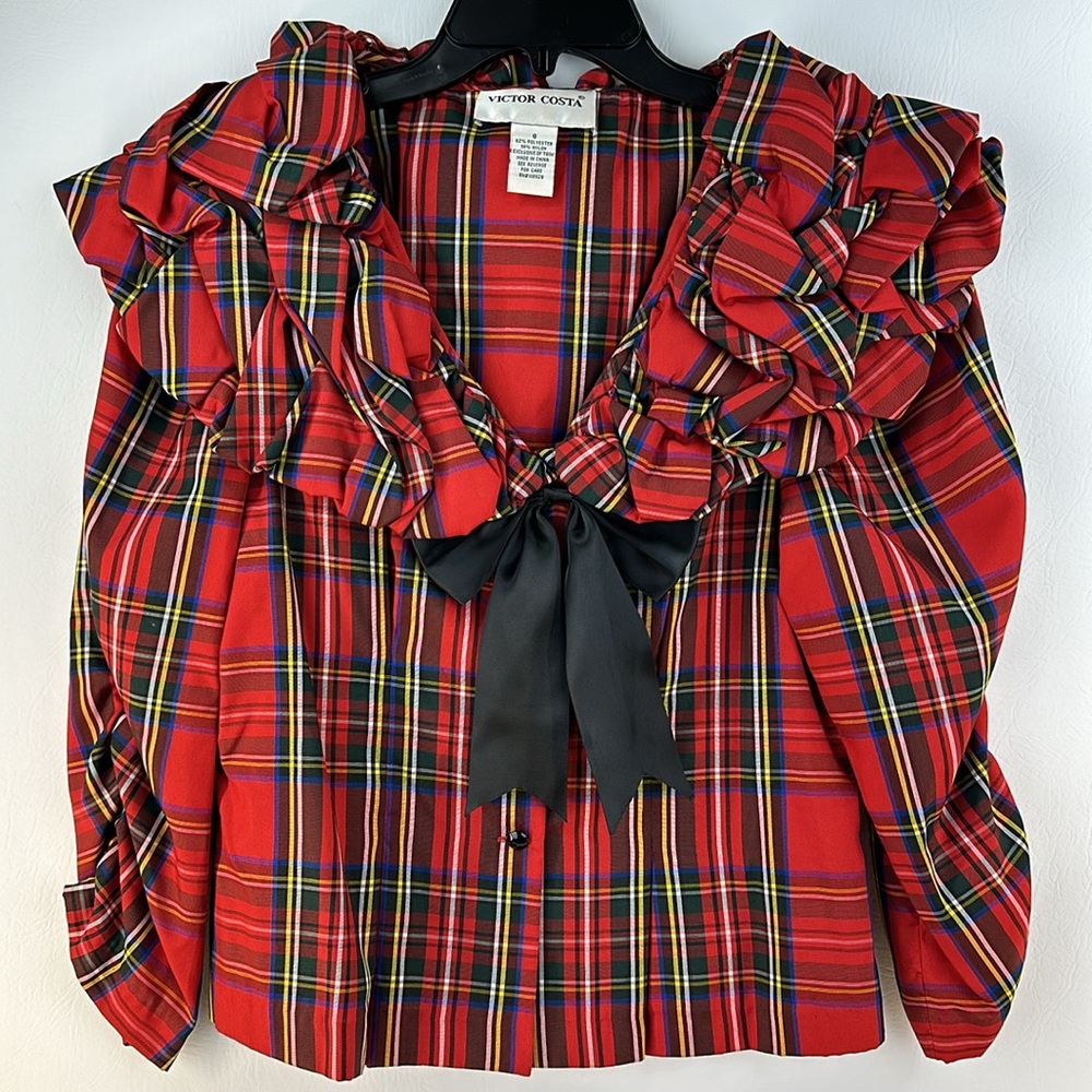 Vintage Victoria Acosta Tartan Plaid With Bow, 8